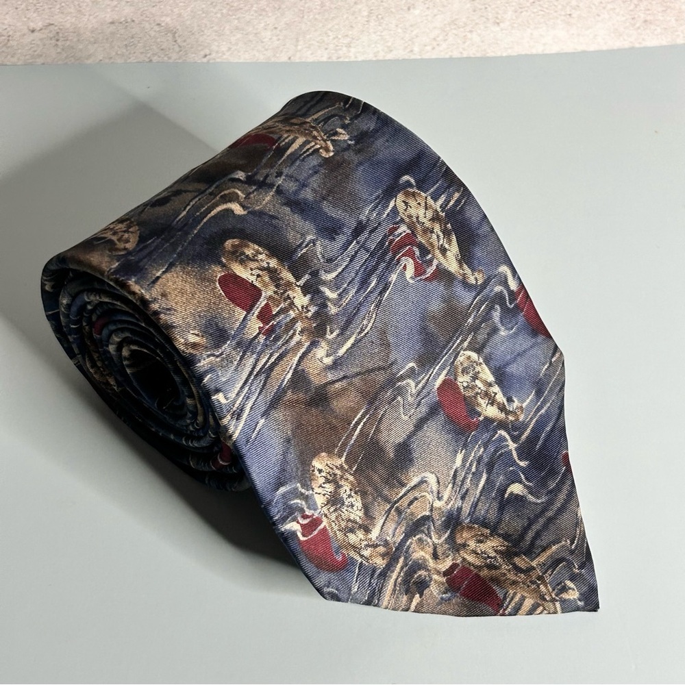 The Arrow Company Blue and Red Patterned 57” Silk Tie